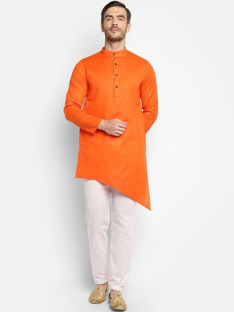 

DEVOILER Men Orange Woven Design Kurta