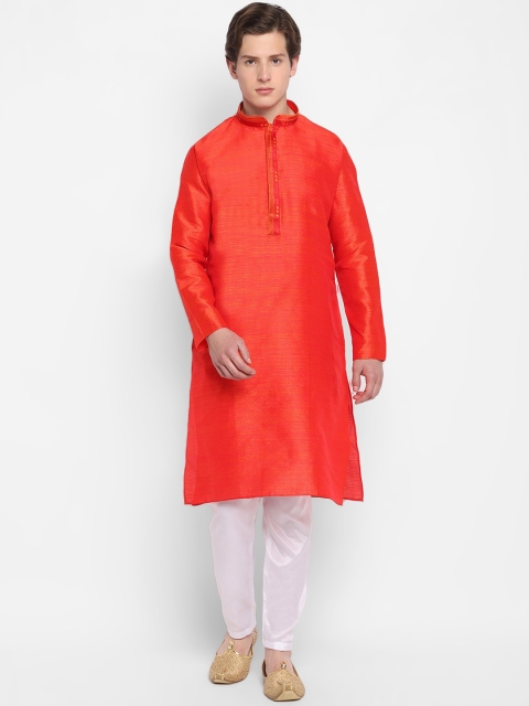 

DEVOILER Men Red Kurta