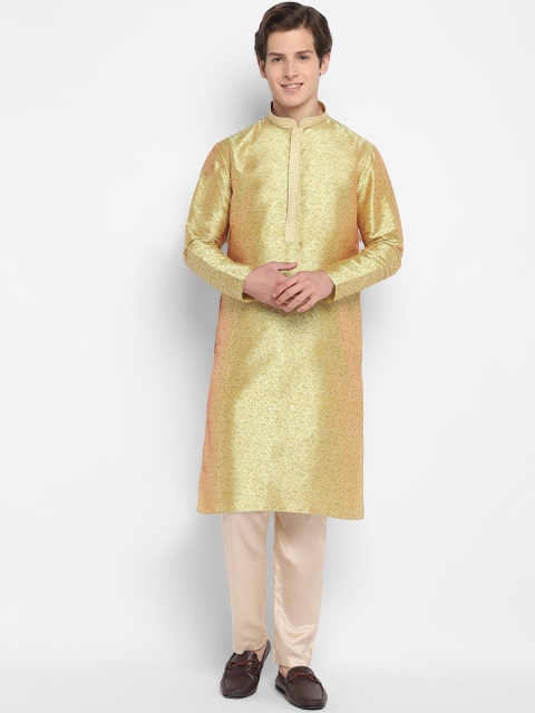 

DEVOILER Men Gold-Toned Woven Design Kurta