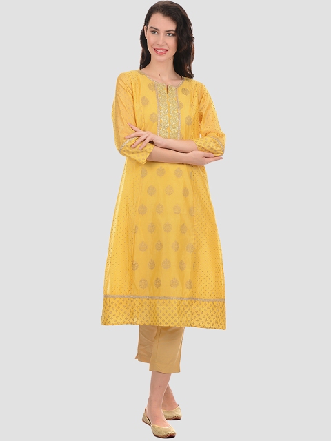 

Ethnicity Women Yellow Ethnic Motifs Kurta