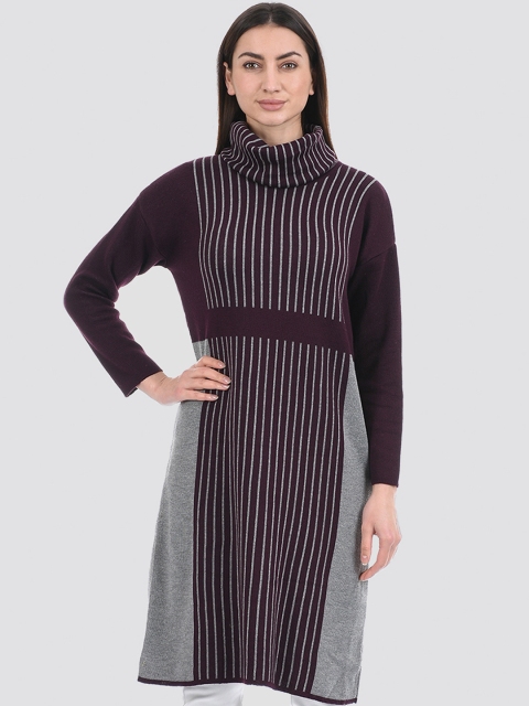 

Ethnicity Women Purple & Grey Striped Cotton Kurta
