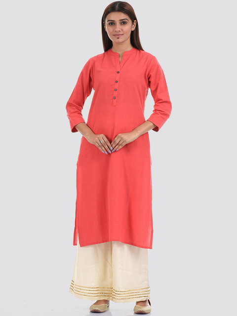 

Ethnicity Women Orange Solid Kurta