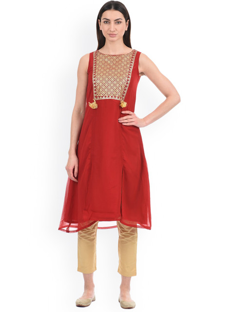 

Ethnicity Women Maroon Embellished Kurta