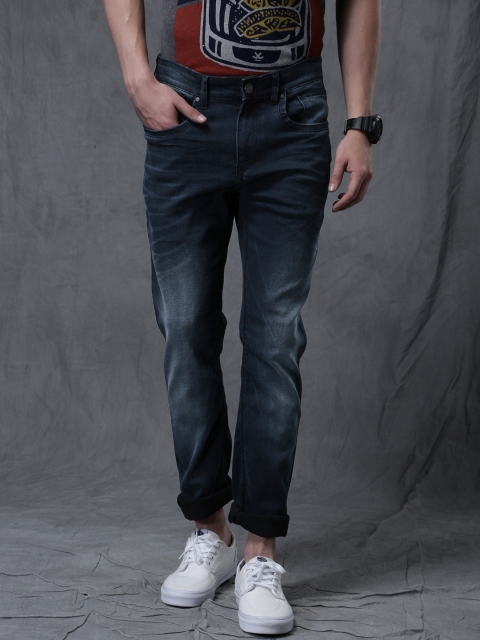 

WROGN Men Navy Slim Fit Stretchable Jeans, Navy blue