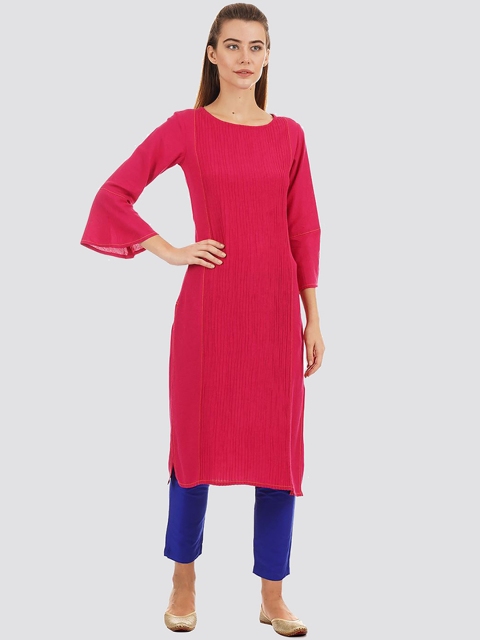 

Ethnicity Women Fuchsia Flared Sleeves Kurta