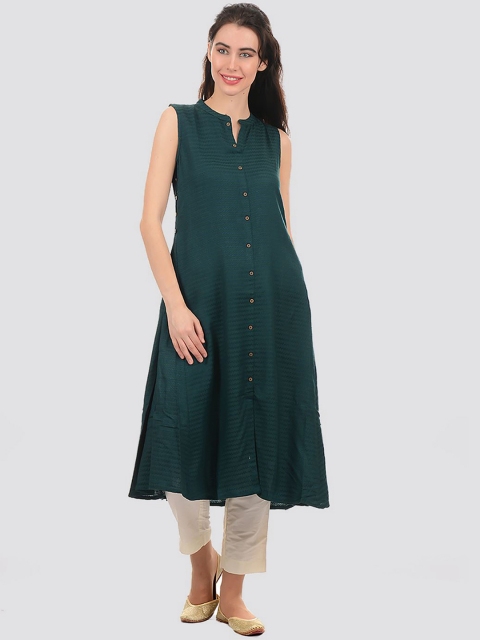 

Ethnicity Women Green Chevron Kurta