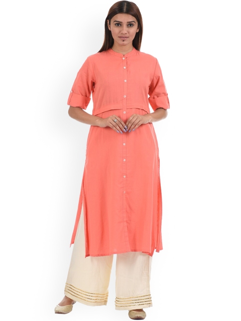 

Ethnicity Women Orange Thread Work Kurta
