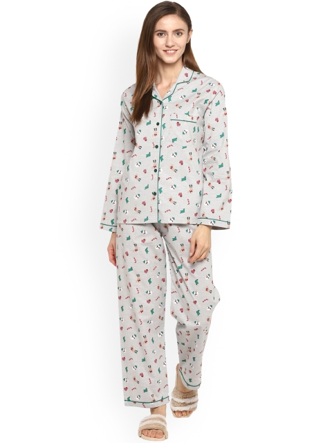 

shopbloom Women Grey Printed Night Suit