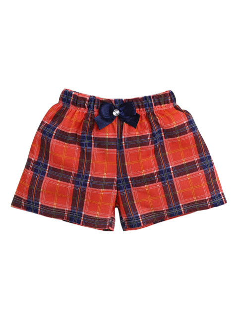 

Hopscotch Girls Red & Navy Blue Checked Shorts