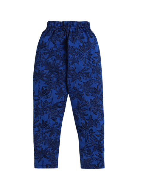 

Hopscotch Girls Blue & Black Printed Pure Cotton Ankle-Length Leggings