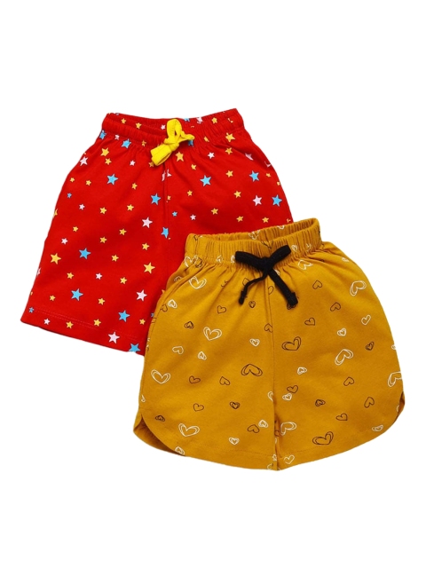 

Hopscotch Girls Pack Of 2 Cotton Shorts, Red
