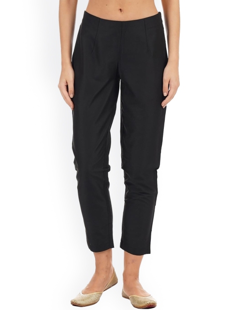 

Ethnicity Women Black Pleated Peg Trousers