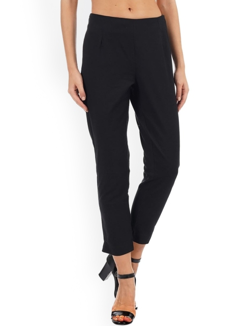 

Ethnicity Women Black Pleated Cotton Trousers