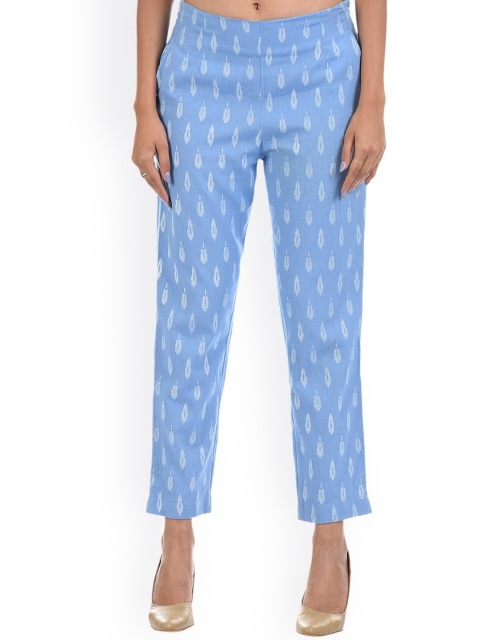 

Ethnicity Women Blue Ethnic Motifs Printed Cotton Trousers