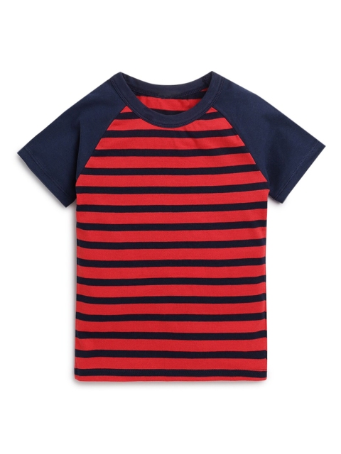 

Hopscotch Boys Red & Navy Blue Striped T-shirt