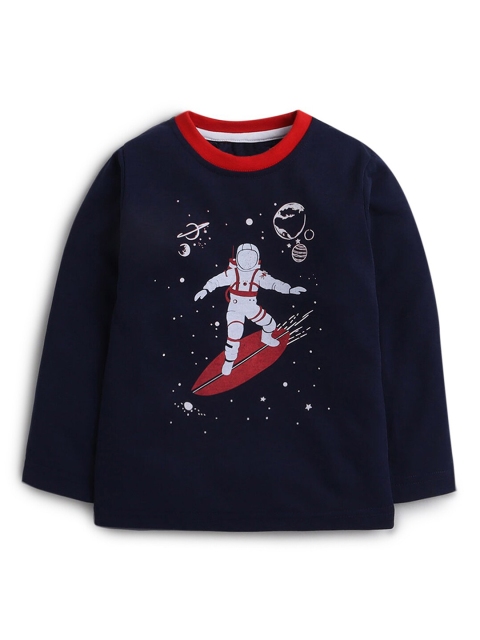 

Hopscotch Boys Navy Blue & White Printed T-shirt