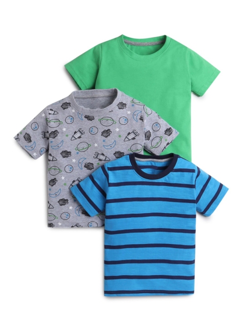 

Hopscotch Boys Blue & Green Pack of 3 Printed T-shirt