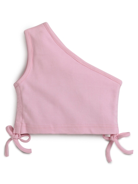 

Hopscotch Girls Pink Pure Cotton One Shoulder Top