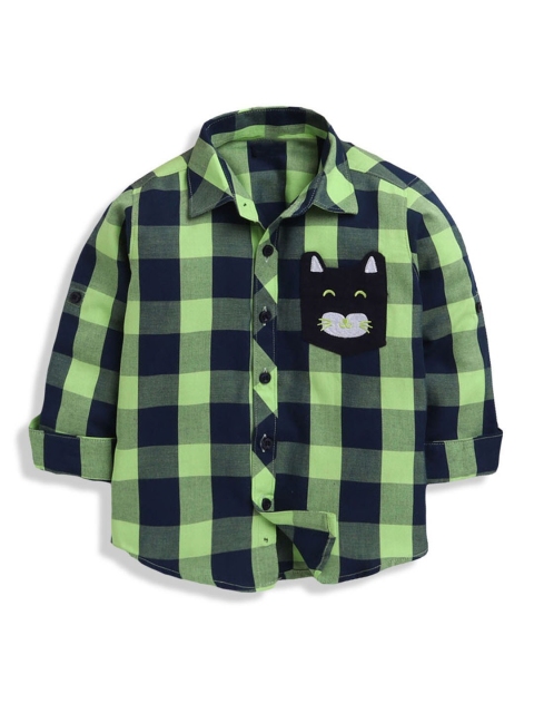 

Hopscotch Boys Green Checked Casual Shirt
