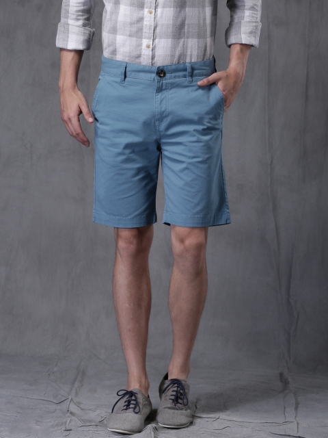 

WROGN Men Blue Solid Slim Fit Chino Shorts