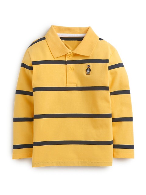 

Hopscotch Boys Yellow Striped Polo Collar T-shirt