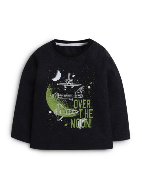 

Hopscotch Boys Black & Green Printed T-shirt