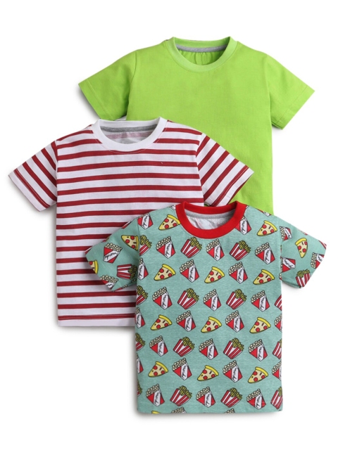 

Hopscotch Boys Green & Red Pack of 3 Printed T-shirt