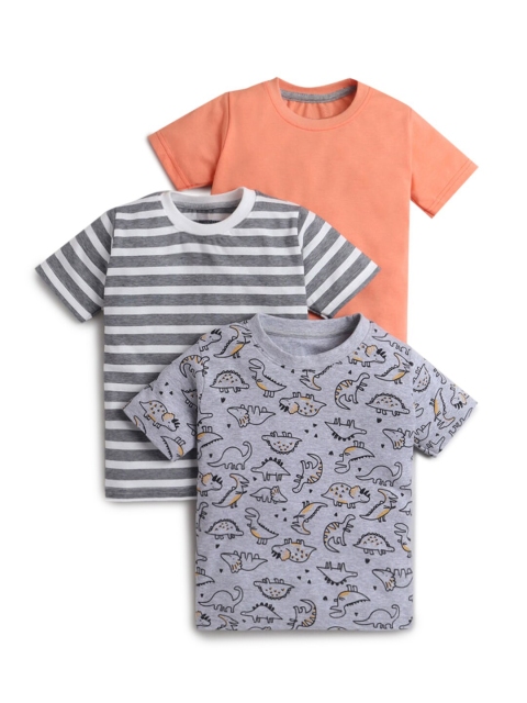 

Hopscotch Boys Pink & Grey Pack of 3 Printed T-shirt