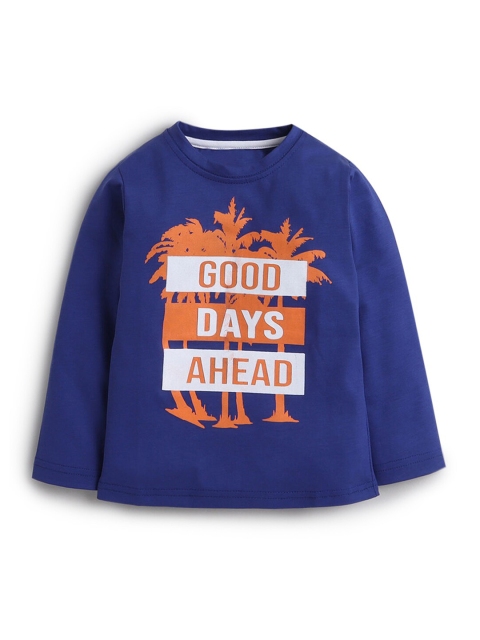 

Hopscotch Boys Blue Typography Printed T-shirt