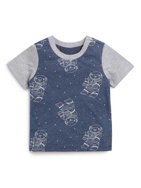 

Hopscotch Boys Blue & Grey Printed T-shirt