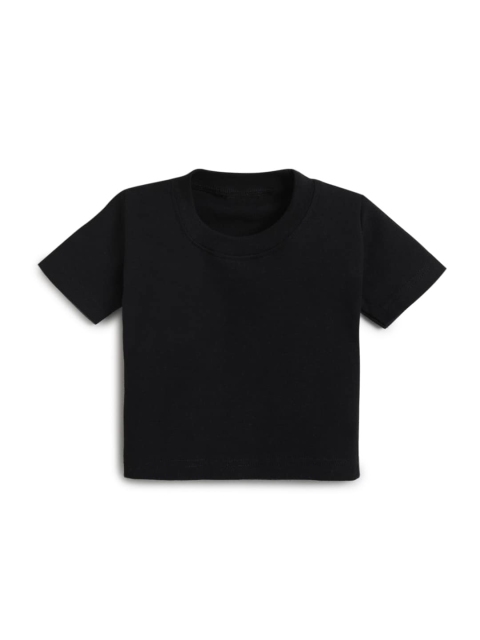 

Hopscotch Girls Black Solid Cotton T-shirt