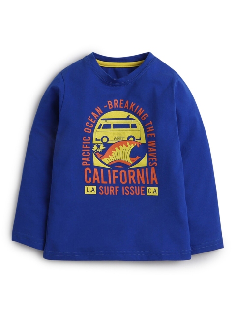 

Hopscotch Boys Blue & Yellow Printed T-shirt