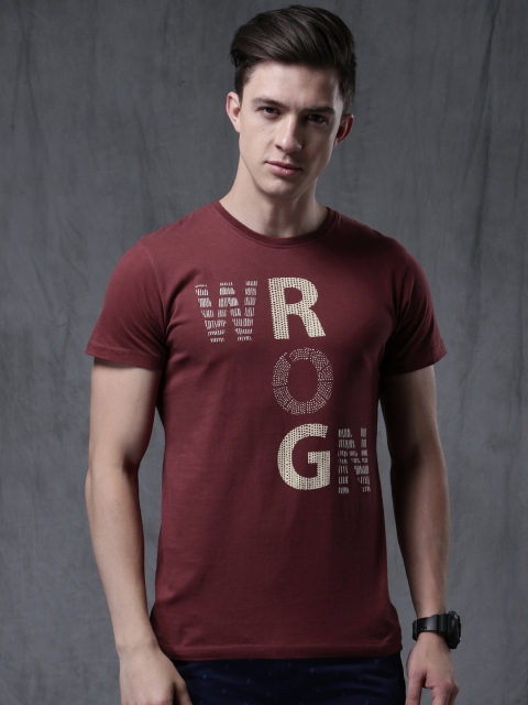 

WROGN Maroon Printed T-Shirt