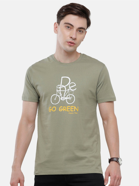 

Classic Polo Men Grey Printed Slim Fit Cotton T-shirt