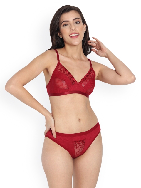 

Fleurt Women Maroon Self-Design Pure Cotton Lingerie Set Fleurt-BS-05MR