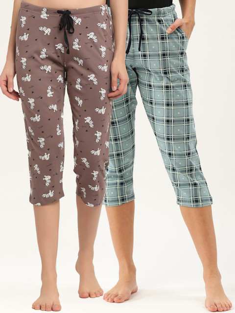 

Kanvin Women Pack Of 2 Cotton Lounge Pants, Blue