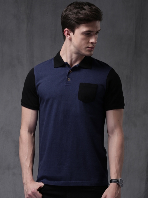 

WROGN Men Blue Solid Polo T-shirt