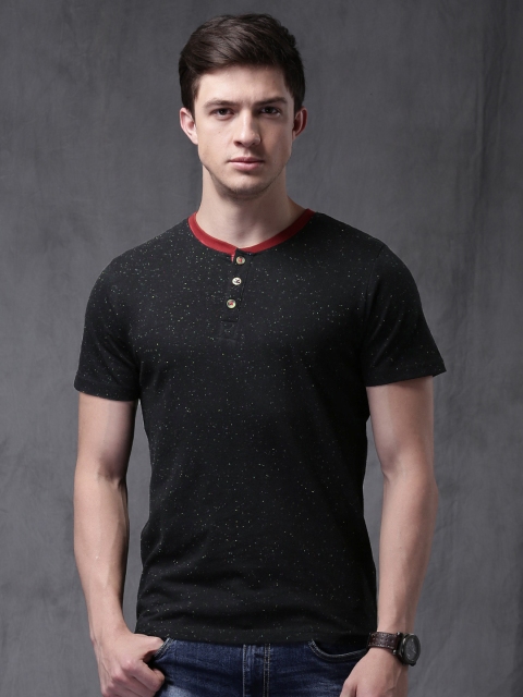 

WROGN Men Black Henley T-shirt