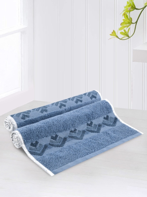 

LUSH & BEYOND Set Of 2 Solid 500 GSM Pure Cotton Bath Towels, Blue