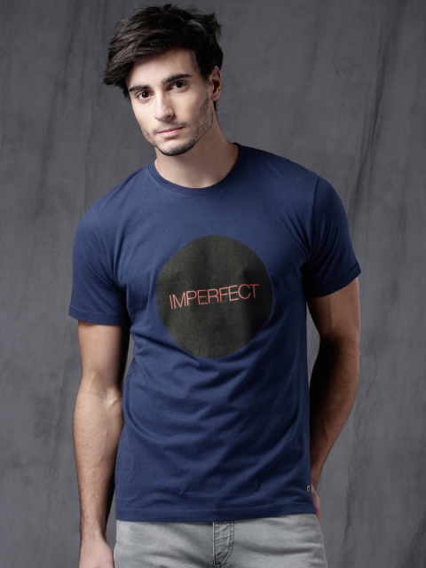 

WROGN Men Navy Printed T-shirt, Navy blue