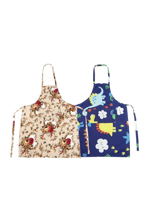 

KLOTTHE Kids Pack Of 2 Blue & Beige Printed Aprons
