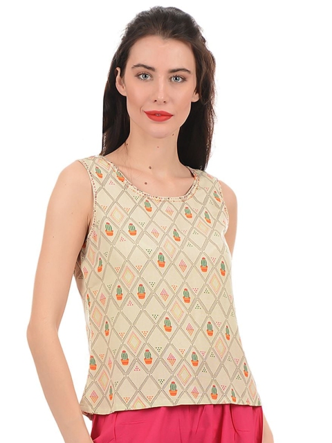 

Ethnicity Beige Geometric Print Top