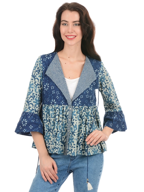 

Ethnicity Blue Print Peplum Top