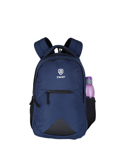 

Zwart Unisex Blue & Black Solid Polyester Medium Backpack