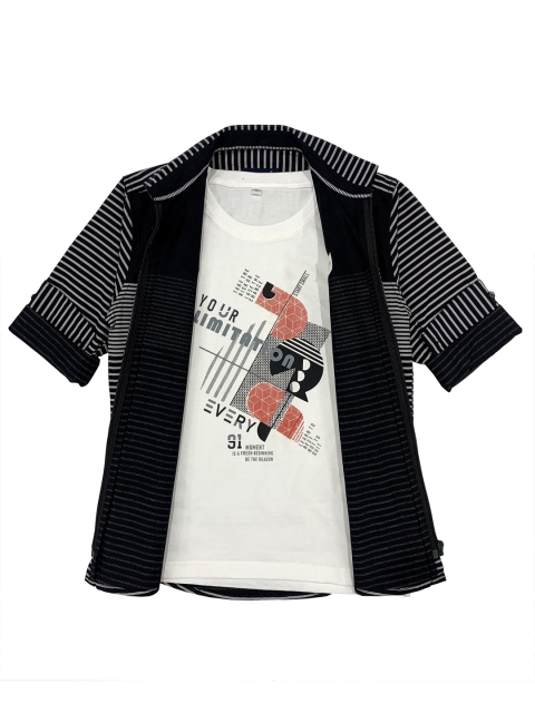 

CAVIO Boys Black Printed Casual Shirt