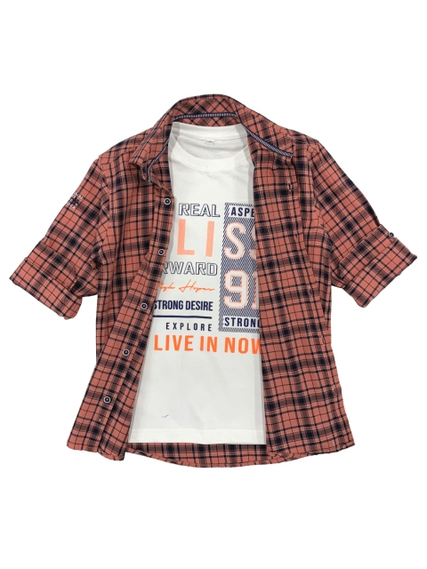 

CAVIO Boys Pink Checked Casual Shirt