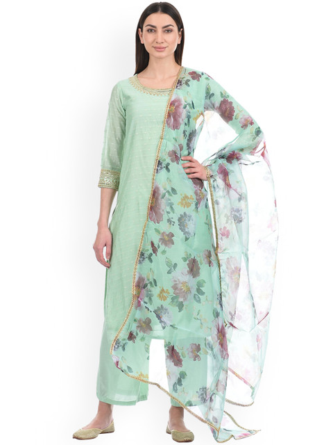

Ethnicity Women Sea Green Kurti with Palazzos & With Dupatta
