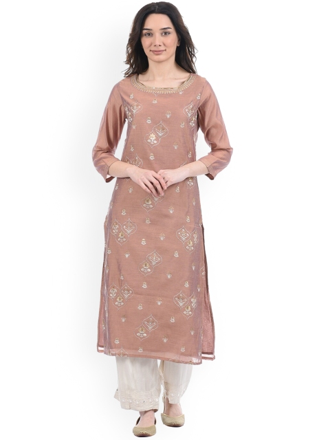 

Ethnicity Women Pink Ethnic Motifs Embroidered Kurti with Palazzos