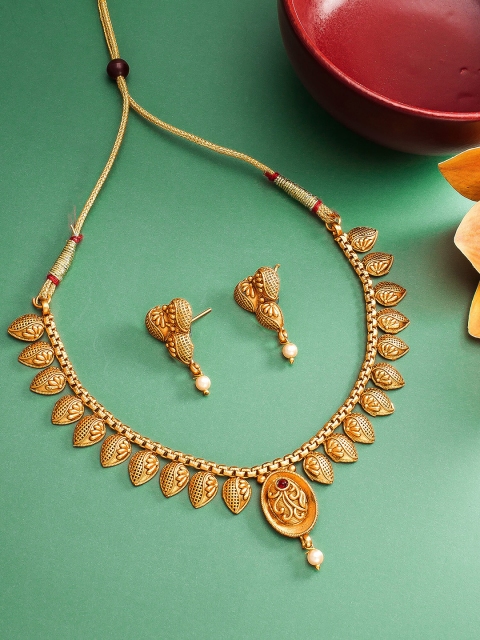 

aadita Gold-Plated Necklace & Earring Jewellery Set