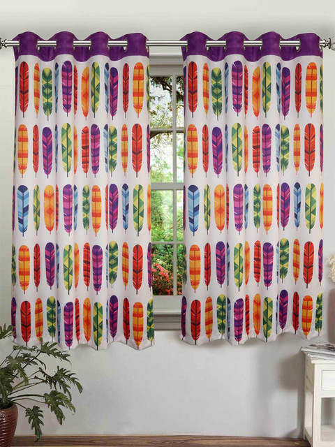 

Lushomes Multicoloured Quirky Printed Single Window Curtain, Multi